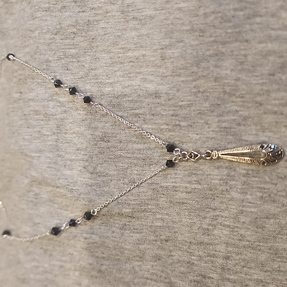 Silver And Black Necklace